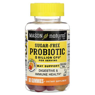 Mason Natural, Пробиотик, без сахара, со вкусом клубники и апельсина, 5 млрд КОЕ, 60 жевательных таблеток