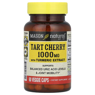 Mason Natural, Tart Cherry + Turmeric Extract, 1000 mg, 60 Vegetarian Capsules