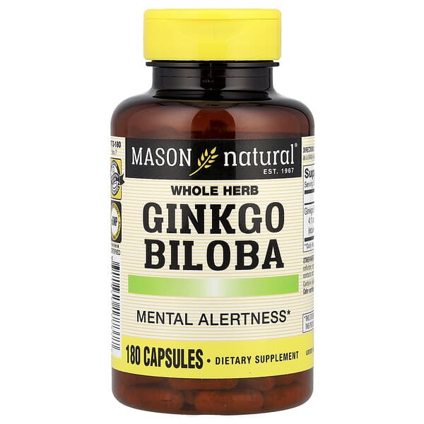 Whole Herb Ginkgo Biloba, 180 Capsules (125 mg per Capsule)