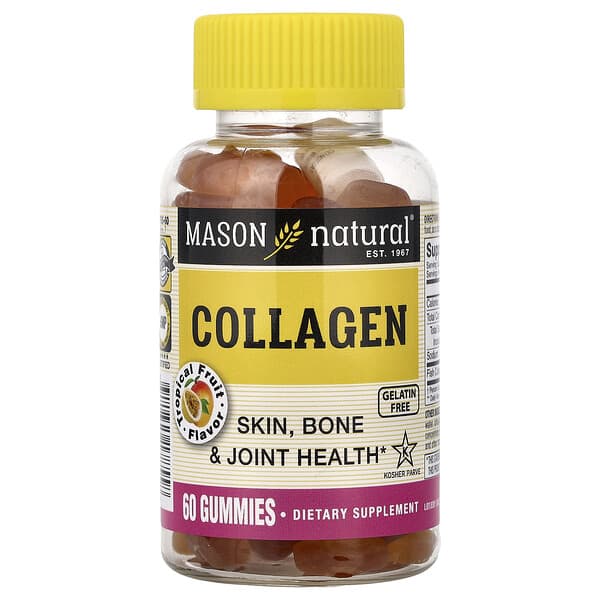 Mason Natural, Collagen Gummies, Tropical Fruit, 60 Gummies (49.5 mg per Gummy)