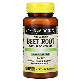 Mason Natural, Raíz de remolacha y hierbas enteras con magnesio`` 100 comprimidos