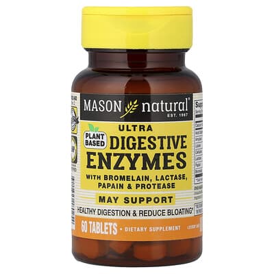Mason Natural, Plant-Based Super Digestive Enzymes, 60 Tablets