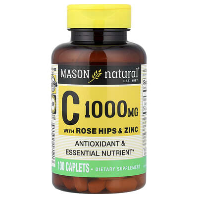 Mason Natural, Vitamin C with Rosehips & Zinc, 100 Caplets