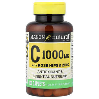 Mason Natural, Vitamin C with Rose Hips & Zinc, 1,000 mg, 100 Caplets