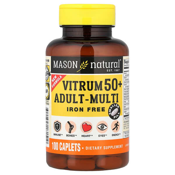 Mason Natural, Vitrum 50+ Adult-Multi, Iron Free, 100 Caplets — product photo 1