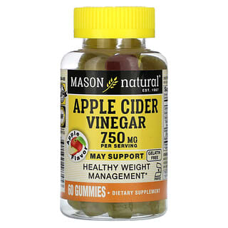 Mason Natural‏, "חומץ סיידר תפוחים, תפוח, 750 מ""ג, 60 סוכריות גומי (250 מ""ג לכל סוכריית גומי)"