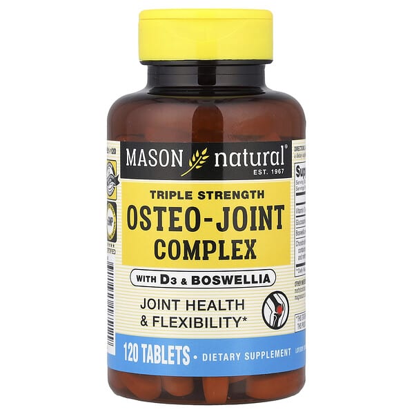 Mason Natural, Osteo-관절 복합체, D3 및 보스웰리아 함유, 3배 강도, 120정