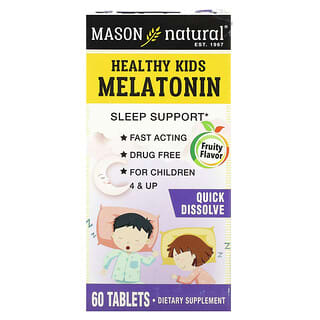 Mason Natural, 건강한 어린이용 멜라토닌, 만 4세 이상, 과일 맛, 60정