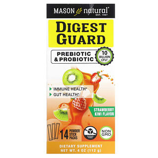 Mason Natural‏, Digest Guard‏, בטעם תות וקיווי, 14 אריזות אבקה, 8 גרם (0.28 אונקיות) ליחידה