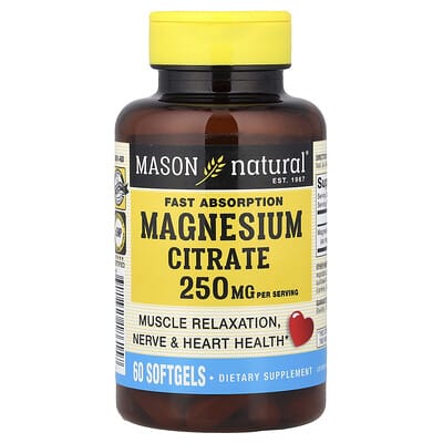 Mason Natural, Fast-Absorbing Magnesium Citrate, 60 Softgels (125 mg per softgel)