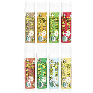 Sierra Bees, Pack combinado de bálsamos orgánicos para labios, Pack de 8 bálsamos, 4,25 g (15 oz) cada uno