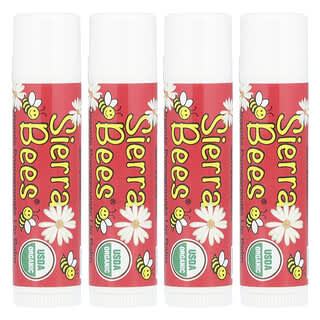 Sierra Bees, Organic Lip Balms, Pomegranate, 4 Pack, 0.15 oz (4.25 g) Each