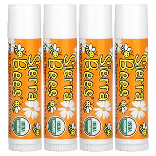 Sierra Bees‏, שפתונים אורגניים נגד יובש, מנדרינת טנג'רין קמומיל, מארז של 4 יחידות, 4.25 גר' (ליחידה)