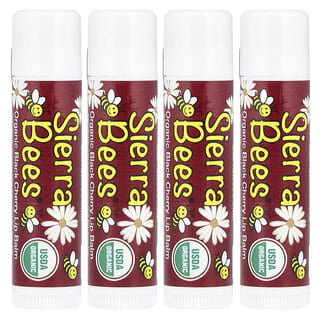 Sierra Bees, Pommade bio pour les lèvres, cerise noire, pack de 4, 4,25 g (0,15 oz) chacun