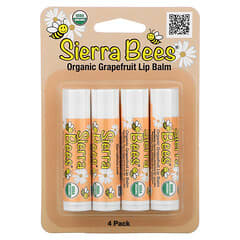 Sierra Bees, Bálsamos labiales orgánicos, Pomelo, 4 empaques, 0.15 oz (4.25 g) c/u