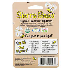 Sierra Bees, Bálsamos labiales orgánicos, Pomelo, 4 empaques, 0.15 oz (4.25 g) c/u