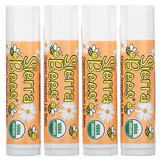 Sierra Bees, Organic Lip Balms, Grapefruit, 4 Pack, 0.15 oz (4.25 g) Each
