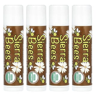 Sierra Bees, Balsami per le labbra biologici, cocco, 4 pezzi, 4,25 g cadauno