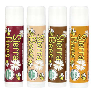 Sierra Bees, Balsamo per le labbra biologico confezione assortita, 4 pezzi, 4,25 g ciascuno