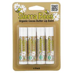 Sierra Bees, Organic Lip Balms, Cocoa Butter, 4 Pack, 0.15 oz (4.25 g) Each