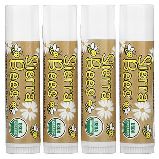 Sierra Bees, オーガニックリップバーム、ココアバター、4パック、各.15 oz (4.25 g)