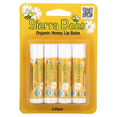 Sierra Bees, Organic Lip Balms, Honey, 4 Pack, 0.15 oz (4.25 g) Each
