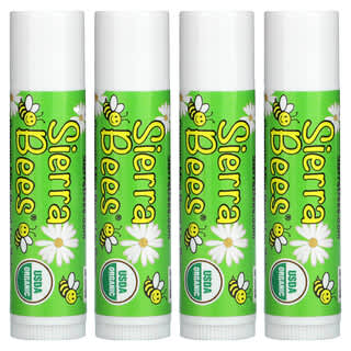 Sierra Bees, Baume à lèvres biologique, éclat de menthe, paquet de 4, 0,15 oz (4,25 g) chacun