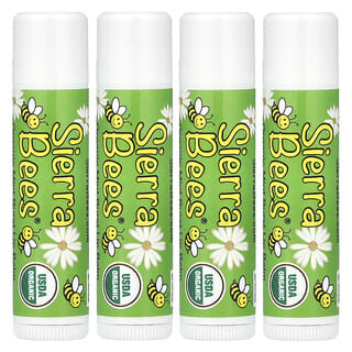 Sierra Bees, Bálsamos Labiais Ôrganicos, Hortelã, 4 Embalagens, 0,15 oz (4,25 g) Cada