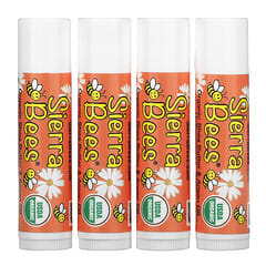 Sierra Bees, Organic Lip Balms, Shea Butter & Argan Oil, 4 Pack, 0.15 oz (4.25 g) Each