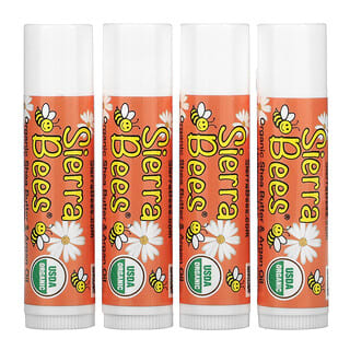 Sierra Bees, Baume biologique pour les lèvres, beurre de karité et huile d'argan, paquet de 4, 0,15 oz (4,25 g) chacun