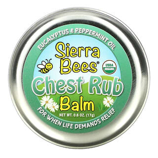 Sierra Bees, Chest Rub Balm، بالأوكاليبتوس والنعناع، 0.6 أونصة (17 جم)