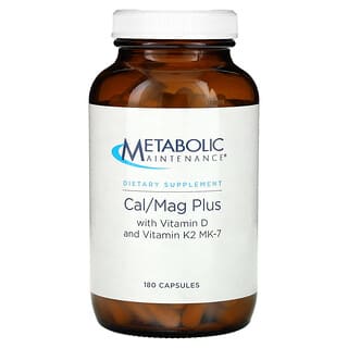 Metabolic Maintenance, Cal / Mag Plus com Vitamina D e Vitamina K2 MK-7, 180 Cápsulas