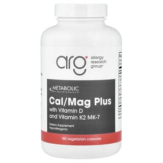 Metabolic Maintenance, Cal/Mag Plus D-vitamiinilla ja K2-vitamiinilla MK-7, 180 kapselia