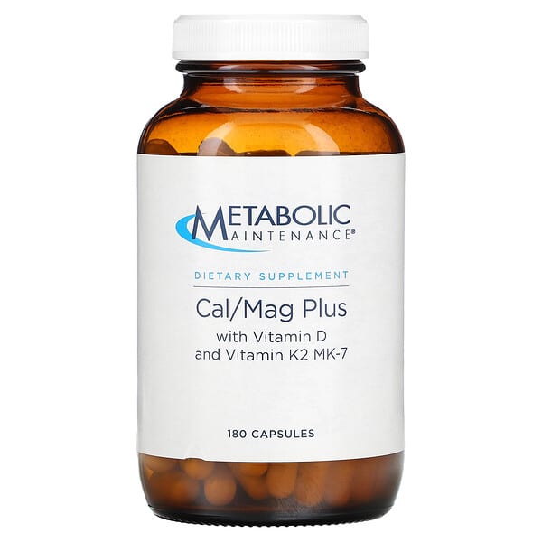 Metabolic Maintenance, Cal / Mag Plus con vitamina D y vitamina K2 MK-7, 180 cápsulas