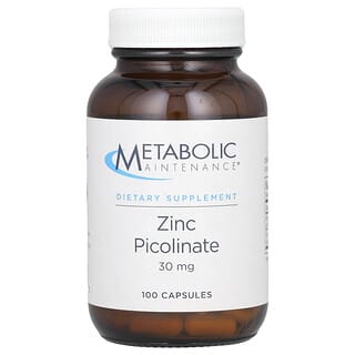 Metabolic Maintenance, Pikolinian cynku, 30 mg, 100 kapsułek