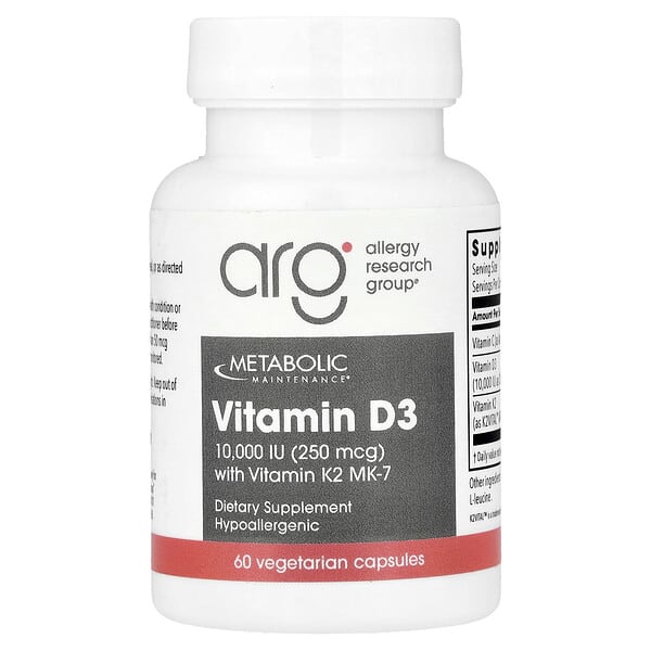 Vitamin D3 with Vitamin K2 MK-7, 60 Vegetarian Capsules