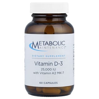 Metabolic Maintenance, Vitamin D-3 ve Vitamin K2 MK-7, 25.000 IU, 60 Kapsül