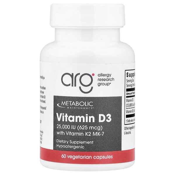 Vitamin D3 with Vitamin K2 MK-7, 60 Vegetarian Capsules