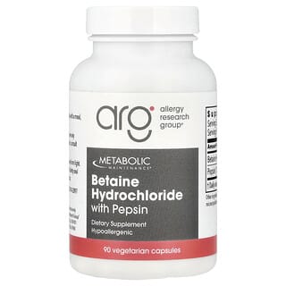 Metabolic Maintenance, Betaine Hydrochloride with Pepsin, Betain-Hydrochlorid mit Pepsin, 100 Kapseln