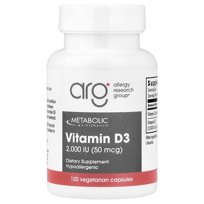 Metabolic Maintenance, Vitamin D-3, 50 mcg (2000 IU), 120 Vegetarian Capsules
