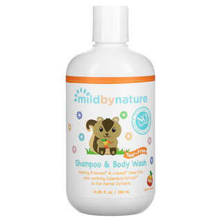 Mild By Nature, Shampooing et gel douche non irritant pour les yeux de bébé, Pêche, 380 ml