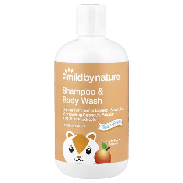أفضل منتجات اي هيرب منتجات اي هيرب شامبو 4 Mild By Nature, Tear-Free Baby Shampoo & Body Wash, Peach, 12.85 fl oz (380 ml)