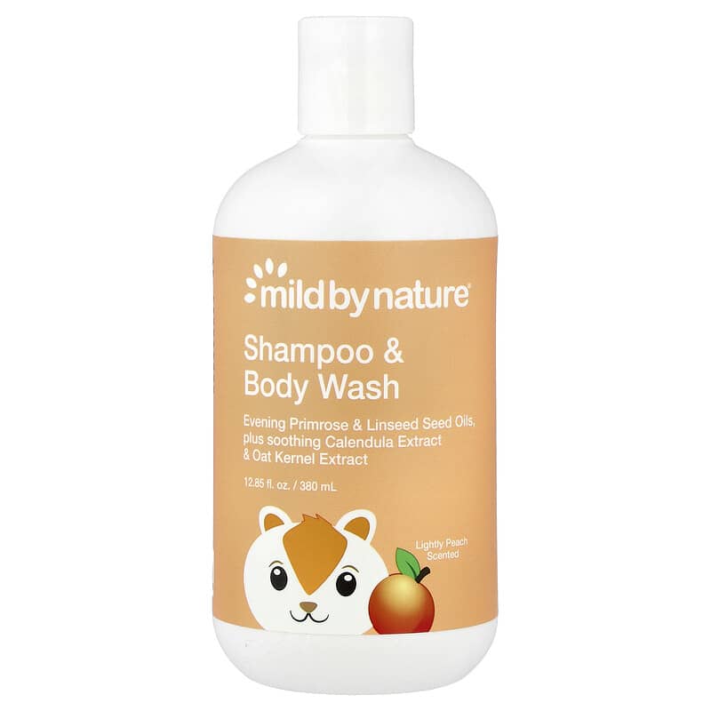 マイルドバイネイチャー　シャンプーコンディショナーボディソープセット　iHerb シャンプー＆ボディウォッシュ、ピーチ、380ml（12.85液量オンス）