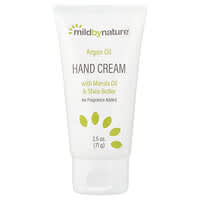 Mild By Nature, Argan Oil Hand Cream with Marula Oil & Coconut Oil plus Shea Butter, Soothing and Unscented, 2.5 oz (71 g)
