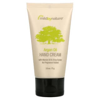 Mild By Nature, Argan Oil Hand Cream with Marula Oil & Coconut Oil plus Shea Butter, Soothing and Unscented, 2.5 oz (71 g)