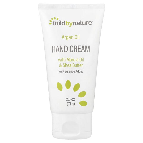 Mild By Nature, 아르간오일 핸드 크림, 마룰라오일 및 코코넛오일, 시어버터 함유, 진정, 무향, 71g(2.5oz)
