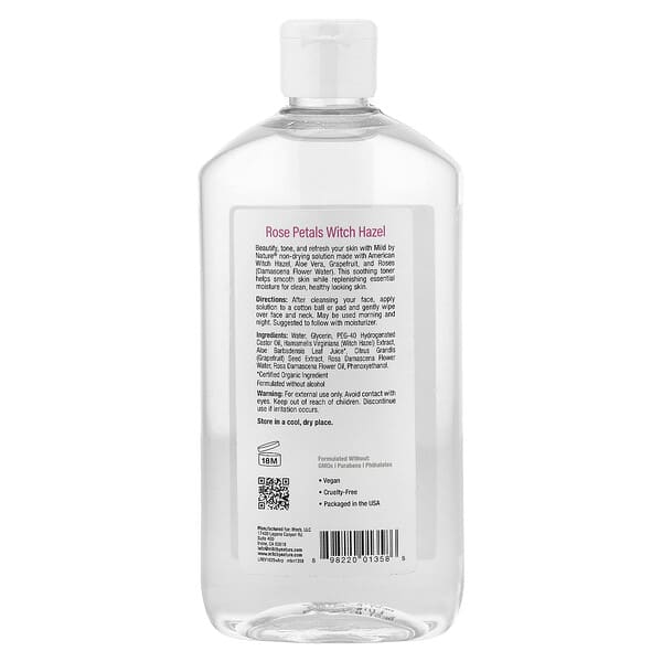 Mild By Nature, Witch Hazel, Alcohol-Free, Rose Petals, 12 fl oz (355 ml)
