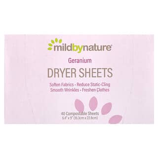Mild By Nature, Dryer Sheets, Geranium, 40 Sheets