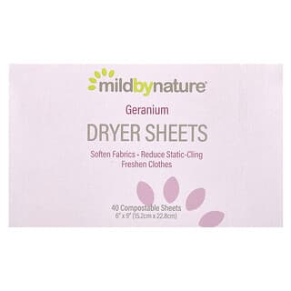 Mild By Nature, Dryer Sheets, Trocknertücher, Geranie, 40 Tücher