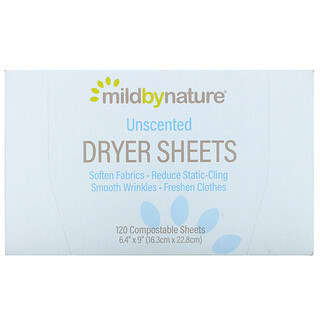 Mild By Nature, Dryer Sheets, Unscented, 120 Compostable Sheets